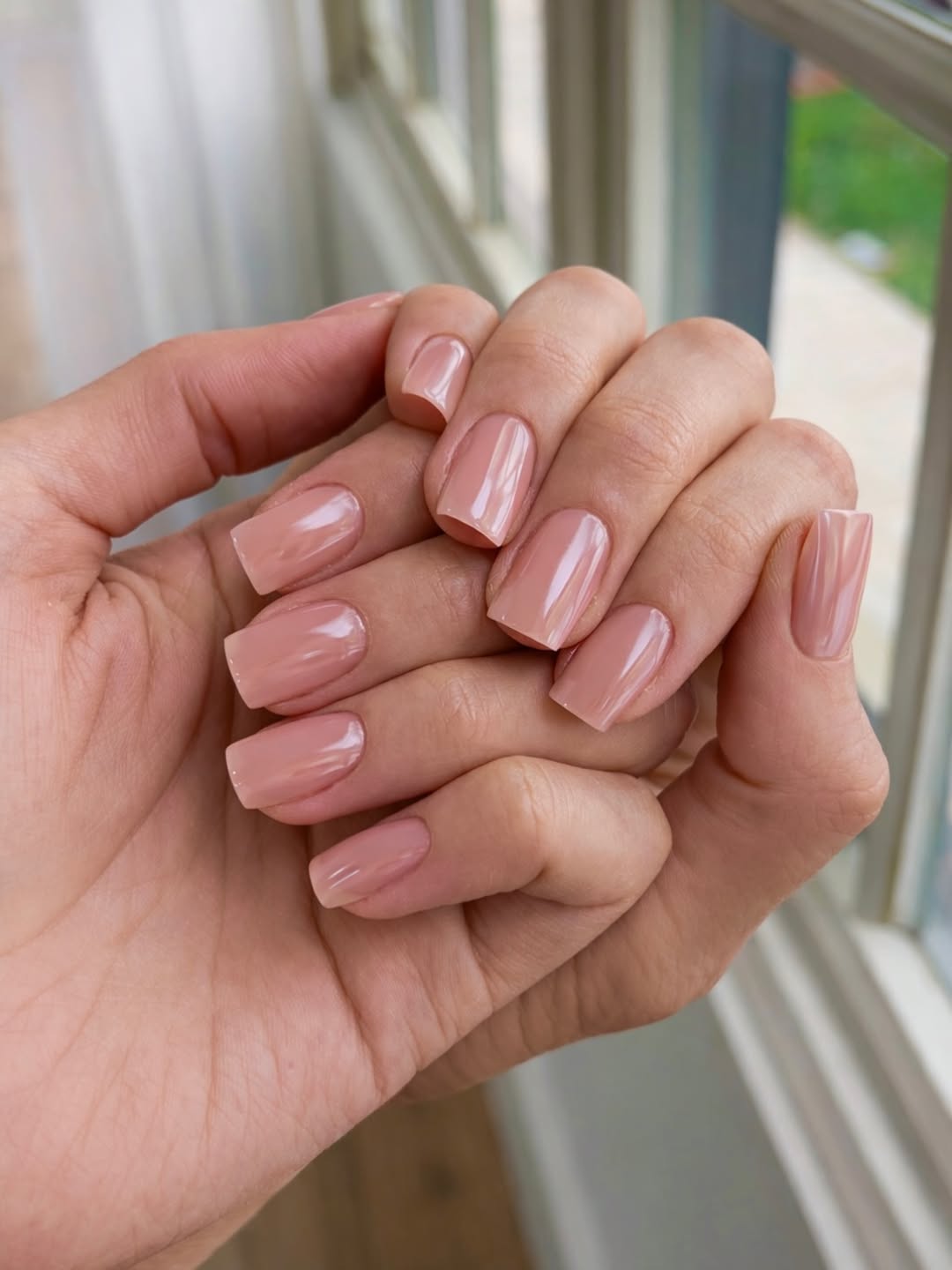 Natural nude BIAB builder gel manicure
