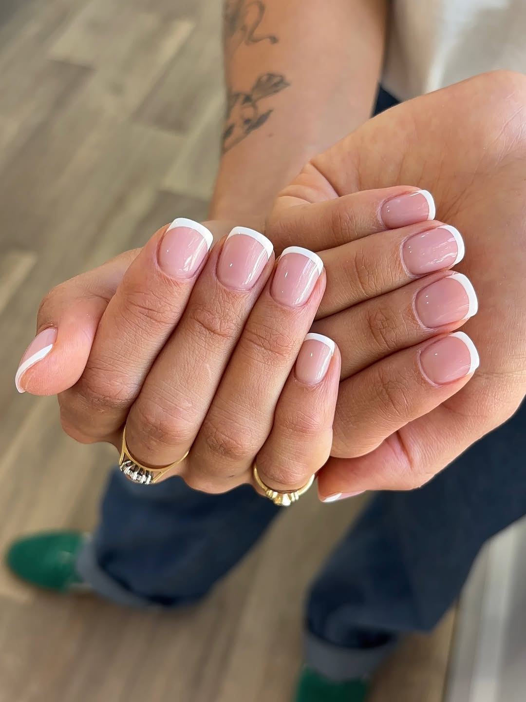 Classic white French tip manicure